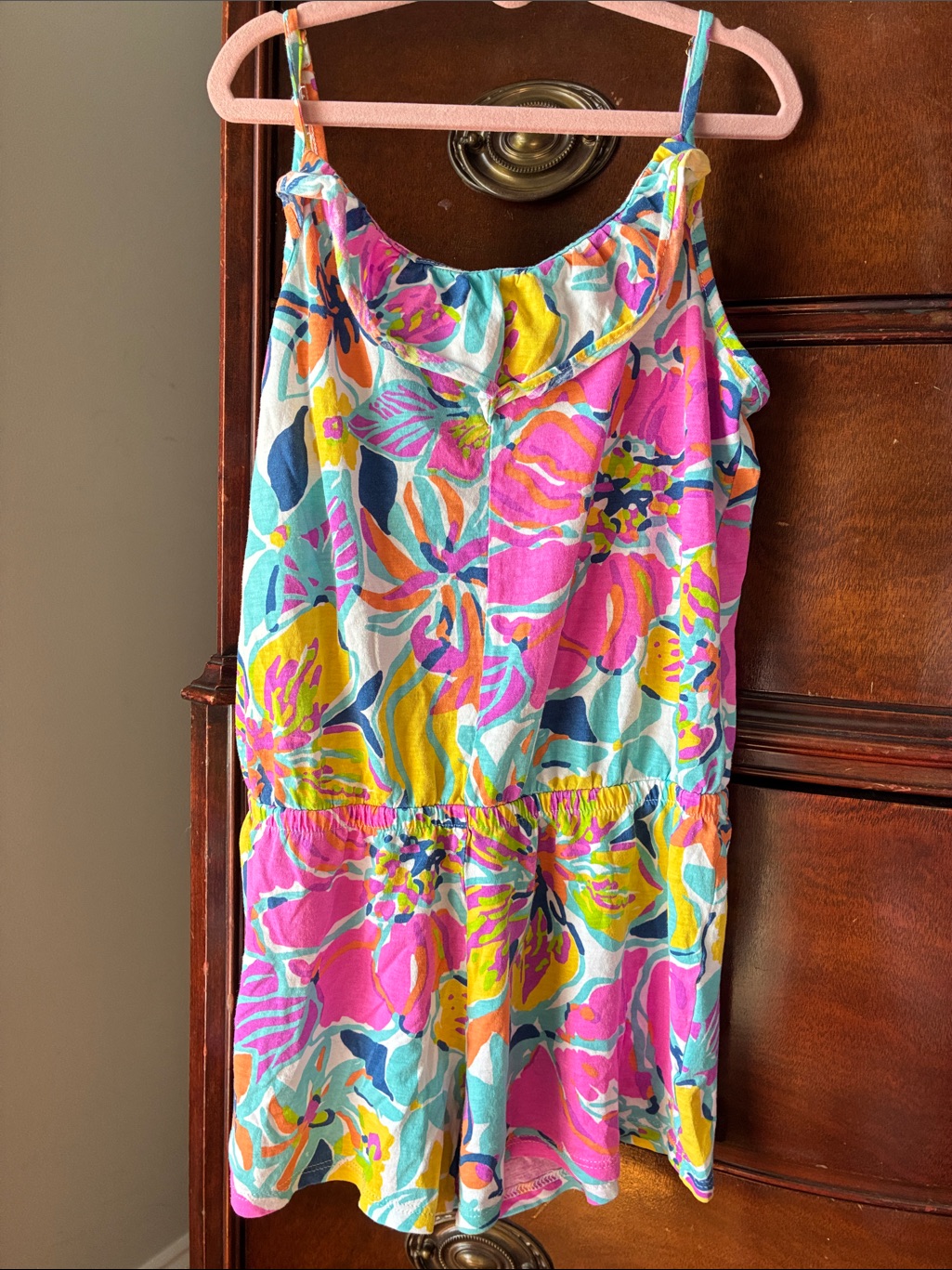 Lilly Pulitzer Colorful Floral Summer Romper - Bright Pink, Yellow & Aqua